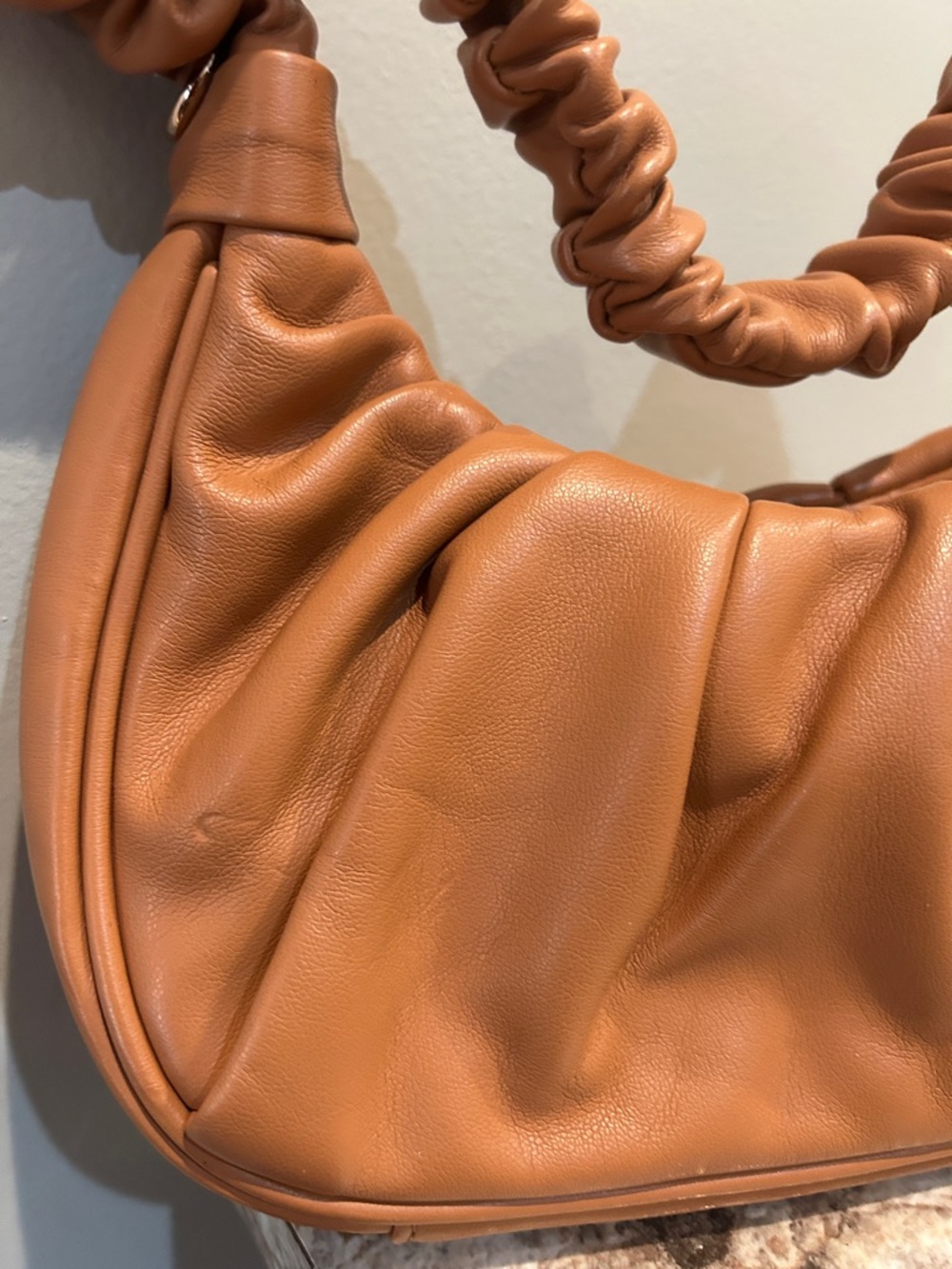 Urban Expressions Cognac Ruched Shoulder Bag - Picture 9 of 9